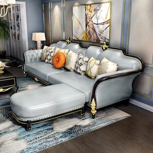 美式轻奢真皮沙发123组合 客厅实木欧式转角直排四人位黑檀色家具