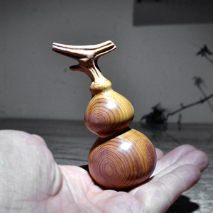 天然原木实木红豆杉木雕手工雕刻龙头葫芦手把件文玩把玩件