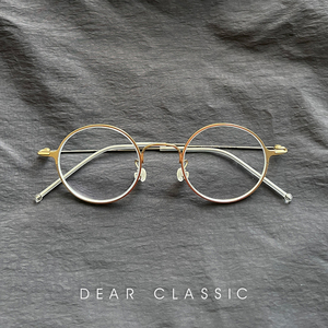 小文艺~小众设计日本钛超轻5克浅金色复古圆框眼镜框视眼镜架男女