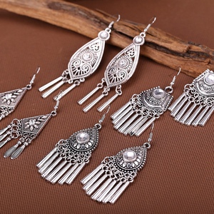 傣族民族风孔雀款苗银耳环 925纯银耳针镶钻夸张耳坠波西米亚耳环