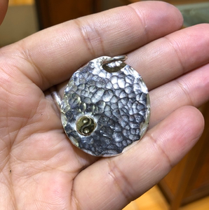 s999纯银纯手工锤纹陨石坑银饼吊坠男女士吊坠手工挂件足银手把件