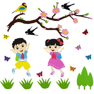 春天幼儿园环创主题装饰教室墙面黑板报布置材料贴画卡通立体墙贴