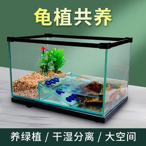 小乌龟缸带晒台水陆缸玻璃缸小型中型巴西龟缸养龟缸养乌龟专用缸