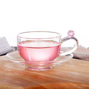 琉香耐高温玻璃茶杯品茶花茶杯个人玻璃杯花语芬芳杯现代茶具60ml