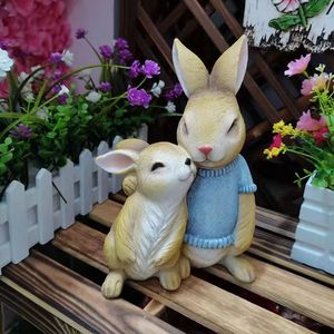 创意可爱动物小兔子摆件花园庭院阳台桌面装饰树脂工艺品家居饰品