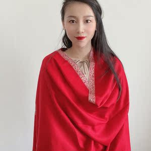 手工pashmina羚羊绒小朱莉围巾披肩女丝绵微针绣印度克什米尔厂家