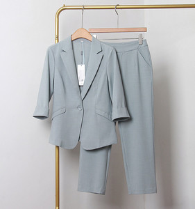 莱丝瑞拉M3S198春夏时尚修身OL职业两件套装小西装+直筒九分裤女