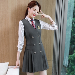 幼儿园老师工作服园服秋装女幼师职业装连衣裙jk学院风套装2021新