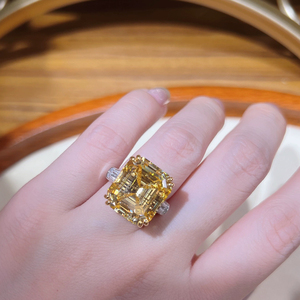 nitin 进口高碳钻通体s925纯银奢华冰糖钻戒黄钻粉钻宝塔切15克拉