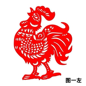纯手工剪纸 红公鸡 窗花贴纸装饰画玻璃门贴生肖鸡宣纸 福鸡