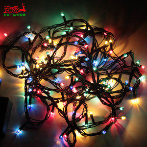 圣诞节圣诞树装饰用品安全圣诞树闪灯网红彩灯约5米100头米泡灯串