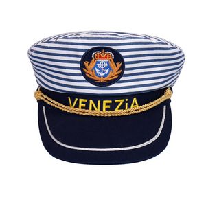 水手帽船长帽舞台亲子威尼斯水兵舞海军帽蓝条纹男女款儿童军帽子