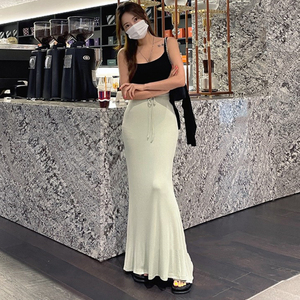 高腰抽绳鱼尾裙紧身显瘦包臀裙性感半身裙长裙显身材2022新款春夏