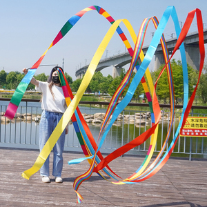 彩带舞彩带广场舞健身跳舞彩条彩绸带运动伸缩杆舞蹈舞龙6米丝带