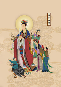 结缘24诸天画像 道教神像画鬼子母神画像图 挂画 相片纸塑封 供奉