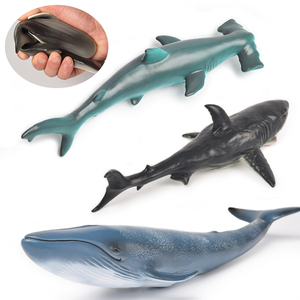 软胶海洋动物玩具仿真模型海底世界鲸鱼鲸鲨小鲨鱼锤头鲨礼品套装