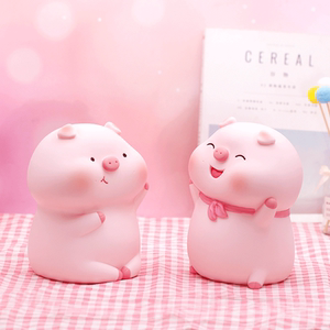 兜兜猪存钱罐发声玩具卡通创意搪胶储蓄罐可爱家具装饰品