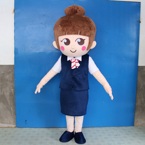 定做银行柜员女孩空姐装扮表演营业员店长客服头套卡通人偶衣服装