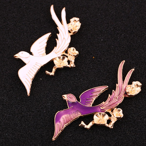 喜鹊飞鸟合金配件 手工制作diy古风头新娘团扇发簪饰品配件