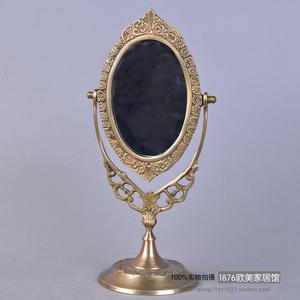 印度进口黄铜铸铜台式化妆镜 欧美古典宫廷奢华梳妆台梳妆公主镜