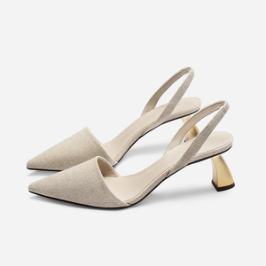 小ck2021女鞋夏季新款法式时尚尖头粗跟仙女风百搭包头高跟凉鞋女