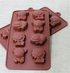 8连小熊狮子河马卡通动物蛋糕模具巧克力布丁手工皂冷制皂硅胶模