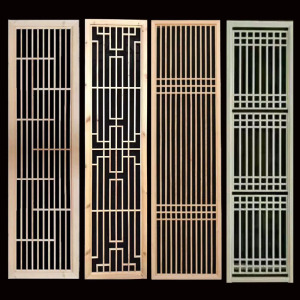 中式电视背景墙实木镂空花格
