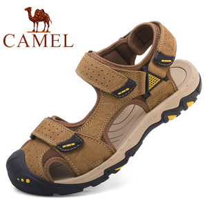 Camel/骆驼男鞋夏季新款头层牛皮户外沙滩鞋防滑包头凉鞋男大码