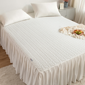 a类纯棉夹棉加厚床裙单件床罩防尘全棉床套罩新款高档床笠罩裙边