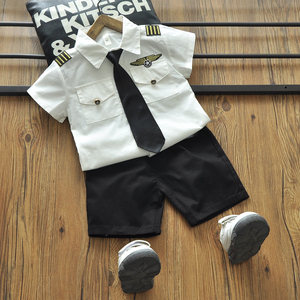 童装儿童机长制服套装夏季男童海军风小警察演出服空军装二件套潮