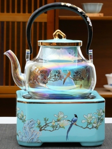 网红自动煮茶器金银烧耐高温玻璃茶壶精品陶瓷电陶炉蒸汽蒸茶家用