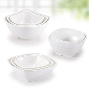 密胺白色四方小碗米饭碗粥碗汤碗餐厅饭店塑料方形甜品碗商用餐具