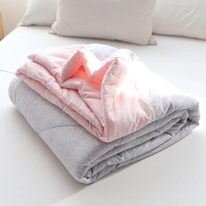 纯棉夏凉被100全棉儿童薄被格子天竺棉条纹针织棉午睡夏被空调被