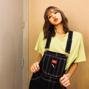 lisa同款2022韩版新款t恤女纯色短袖上衣休闲百搭半袖体恤夏ins潮