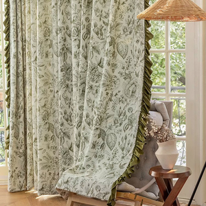 法式复古雪尼尔小香风窗帘提花全遮光轻奢美式客厅卧室飘窗落地窗