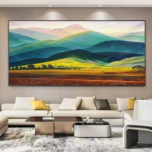 手绘巨人山油画欧式客厅沙发办公室装饰画玄关风景背有靠山画大芬