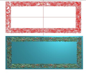 龙凤精雕图双龙戏珠二龙祥云装饰边框牌扁挂扁挂牌雕刻图浮雕图