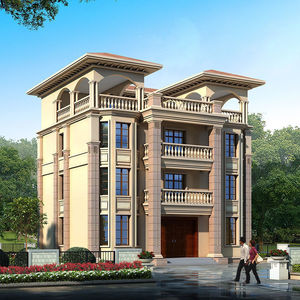 新款四层别墅设计图纸房屋农村自建房复式楼欧式带堂屋乡村效果图