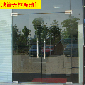 武汉玻璃门 地弹簧玻璃门安装维修 无边框12mm厚钢化玻璃门推拉门