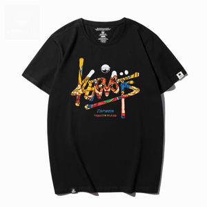 香港潮牌英文字母短袖t恤男夏季ins纯棉大码老虎印花休闲透气上衣