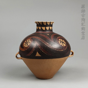 手工制作马家窑文化彩陶罐古典中式装饰品火烧真陶器工艺品摆件