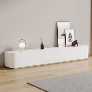 北欧圆角电视柜落地小户型实木白色高款客厅新款简约现代电视机柜