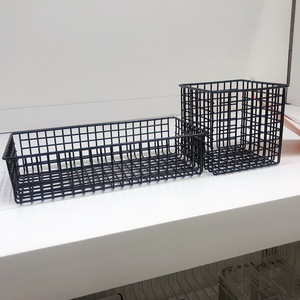 宜家普鲁兰桌面收纳盒筐杂物网格金属铁篮子铁框篮厨房零食收纳筐