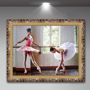 欧式装饰画玄关现代美女人物客厅立体过道油画挂画壁画横版芭蕾舞