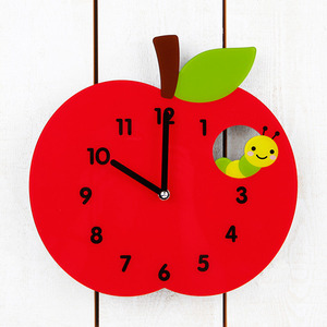 现代简约装饰静音卡通挂钟精准儿童小苹果时钟客厅卧室个性钟表