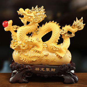 祥龙聚财中式摆件创意树脂工艺品瑞祥图腾神兽家居办公室祥龙摆件