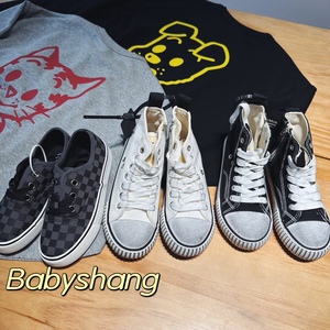 babyshang 现货儿童拉链帆布小脏鞋免系鞋带男女童板鞋