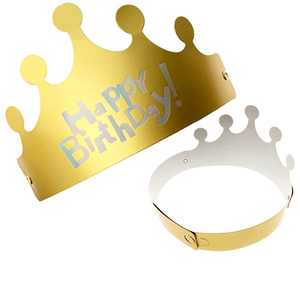 生日帽烫金折叠镭射纸质皇冠王冠宝宝儿童周岁成人派对装饰烘焙店