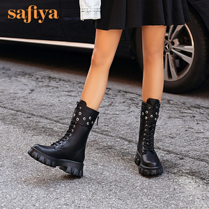Safiya/索菲娅短靴秋冬季靴子女英伦风短靴时尚帅气系带马丁靴