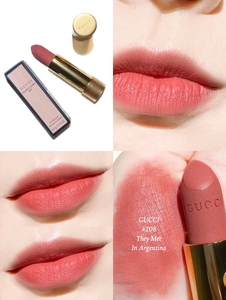gucci古驰倾色绒雾唇膏 金管哑光口红208